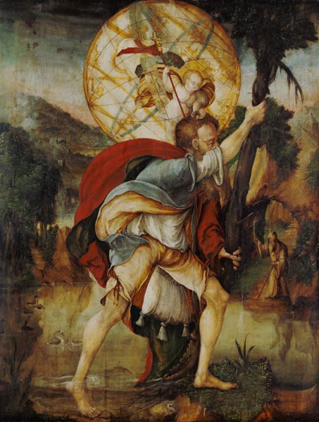 The St. Christophorus. - Meister von Messkirch as art print or hand painted  oil.
