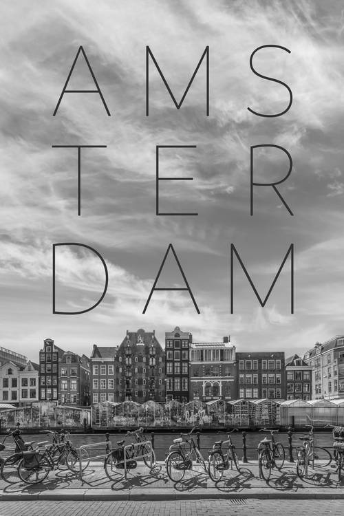 AMSTERDAM Singel Canal with Flower Market | Text & Skyline from Melanie Viola