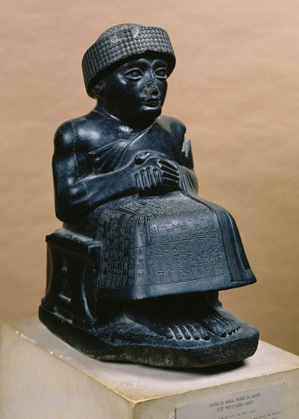 Gudea, Prince of Lagash, statue dedicated to Ningizzada, Neo-Sumerian, from Telloh, ancient Girsu from Mesopotamian