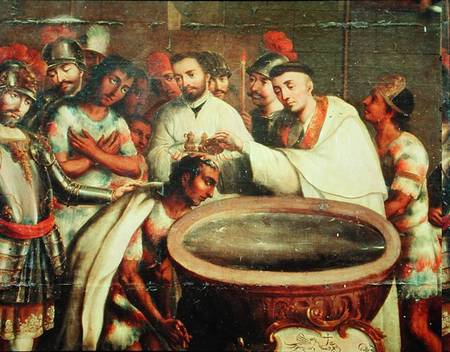 First Baptism of the Indians by the Dominicans from Mexican School