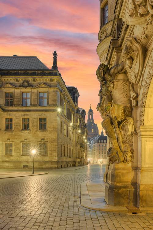 Blick vom Georgentor entlang der Augustusstraße zur Frauenkirche in Dresden am Morgen from Michael Valjak