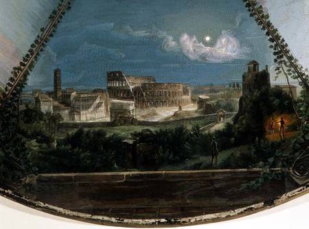 Midnight at the Flavian Amphitheatre, detail from a tabletop depicting Days in Rome from Michelangelo  Barberi