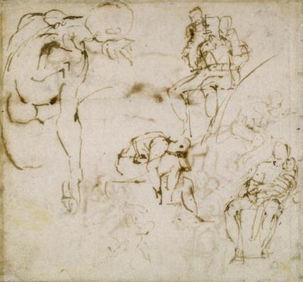 Study of Figures, c.1511 (pen & ink on paper) from Michelangelo Buonarroti