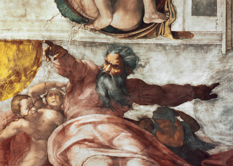 Sistine Chapel Ceiling: Creation of the Sun and Moon, 1508-12 (detail of 183097) from Michelangelo Buonarroti