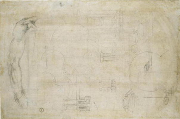 Architectural studies, c.1538-50 (black chalk on paper) from Michelangelo Buonarroti
