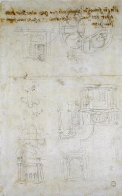 Architectural Studies, c.1560 (black chalk on paper) from Michelangelo Buonarroti