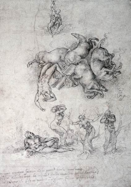 The Fall of Phaethon, black chalk from Michelangelo Buonarroti