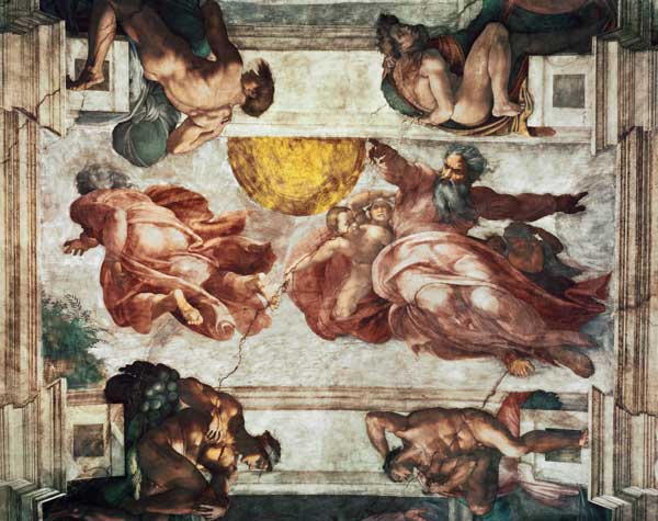 Sistine Chapel Ceiling: Creation of the Sun and Moon, 1508-12 from Michelangelo Buonarroti