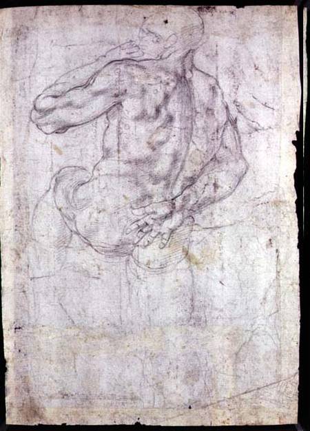 Drawing of a male standing figure (chalk on paper) from Michelangelo Buonarroti