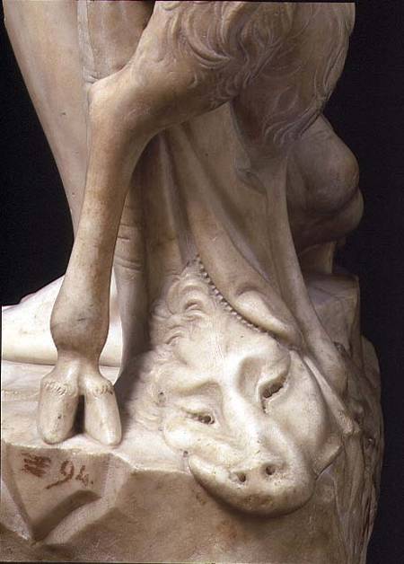 The Drunkenness of Bacchus, detail of a panther's head, sculpture by Michelangelo Buonarroti (1475-1 from Michelangelo Buonarroti