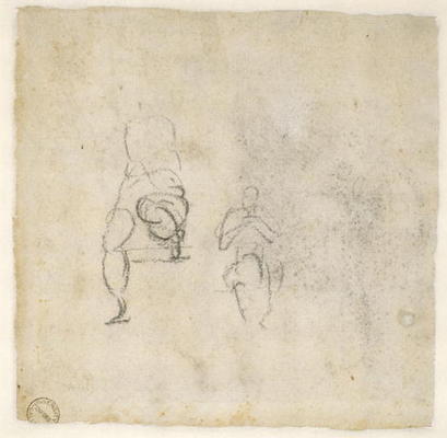 Figure Studies, c.1511 (black chalk on paper) from Michelangelo Buonarroti