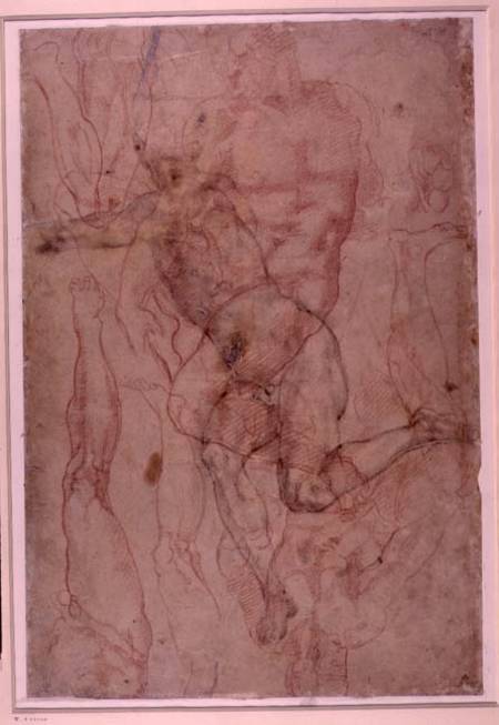 Figure Study, red chalk from Michelangelo Buonarroti