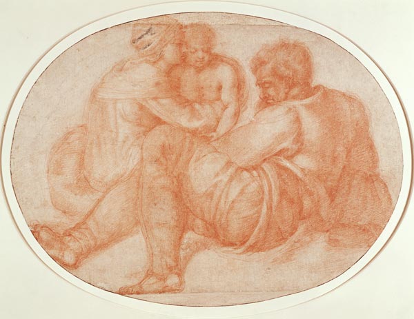 Study of the Holy Family (red chalk) Inv.9/15/539 Recto (W.94) from Michelangelo Buonarroti