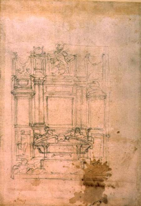 Inv. L859 6-25-823. R. (W.27) Design for a tomb (red chalk) from Michelangelo Buonarroti