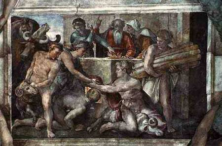 Sistine Chapel Ceiling: Noah After the Flood (pre restoration) from Michelangelo Buonarroti