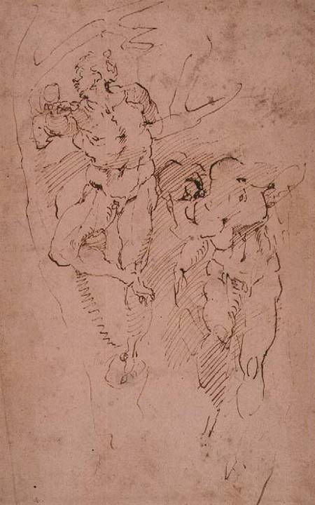 Studies of Male Nudes (ink) Inv.9/15/539 (W.12) from Michelangelo Buonarroti
