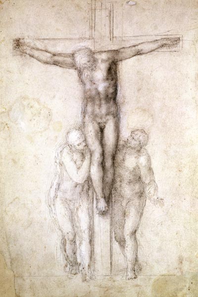 Study of Christ on the Cross between the Virgin and St. John the Evangelist from Michelangelo Buonarroti