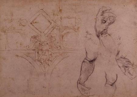 Study of Arms and Hands, black chalk from Michelangelo Buonarroti