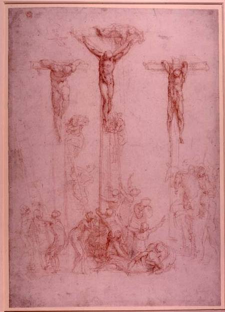 Study of Three Crosses (red chalk) Inv.1860/6/16/3 Recto (W.32) from Michelangelo Buonarroti