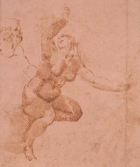 Study of a Female Nude (ink) from Michelangelo Buonarroti
