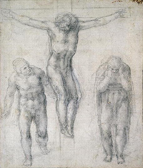 Study of a Crucified Christ and two figures, c.1560 from Michelangelo Buonarroti