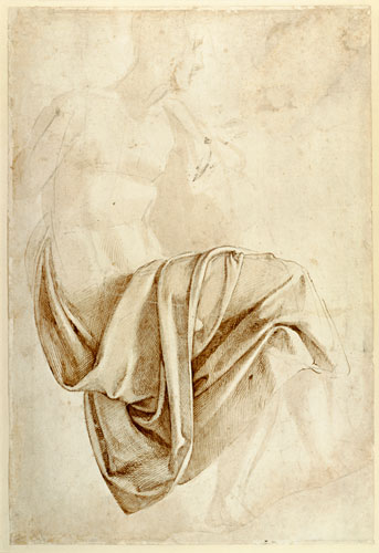 Inv. 1887-5-2-118 Recto (W.10) Study of drapery from Michelangelo Buonarroti