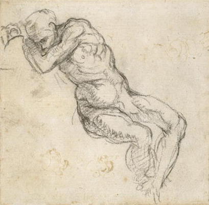 Study of a male nude, c.1511 (pen & black chalk on paper) from Michelangelo Buonarroti