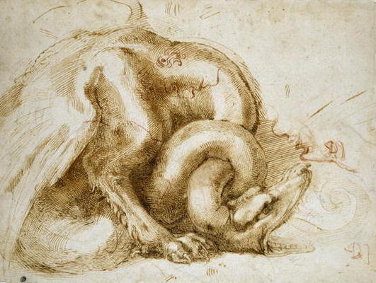 Study of a Winged Monster, c.1525 (red & black chalk on paper) from Michelangelo Buonarroti