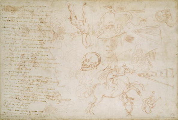 Study of heads and animals, c.1525 (red chalk & pen on paper) from Michelangelo Buonarroti