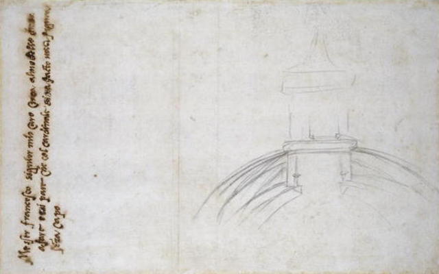 Study of the Lantern for St. Peter's, 1557 (black chalk, pen & ink on paper) from Michelangelo Buonarroti