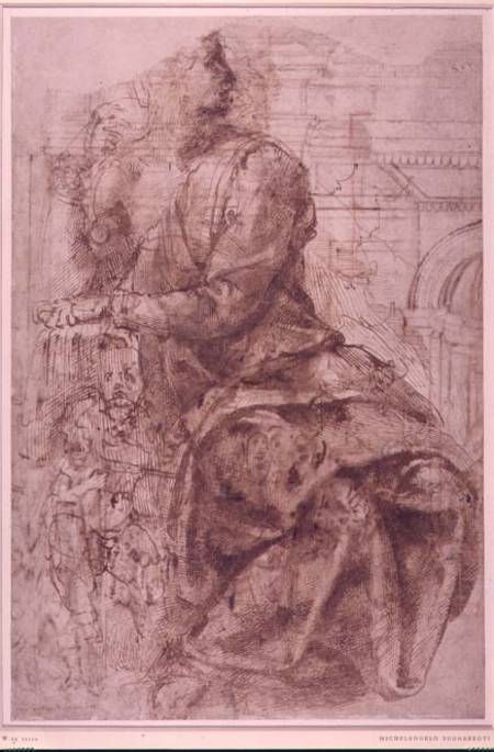 Study of Sibyl (ink) Inv.5/2/115 Recto (W.29) from Michelangelo Buonarroti