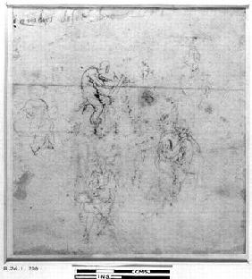 Figure studies for the Lunettes of the Sistene Chapel Ceiling, c.1511 (pen & black chalk on paper)