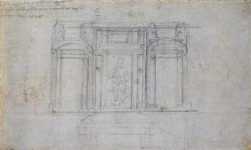 Study of the Upper Level of the Medici Tomb, 1520/1 (black & red chalk on paper)