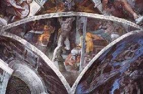 Sistine Chapel Ceiling: Haman (spandrel) (pre restoration)