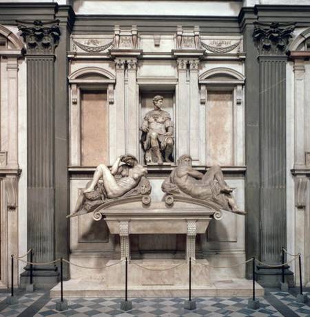Tomb of Giuliano de' Medici, Duke of Nemours (1479-1516) with the figures of Day and Night from Michelangelo Buonarroti