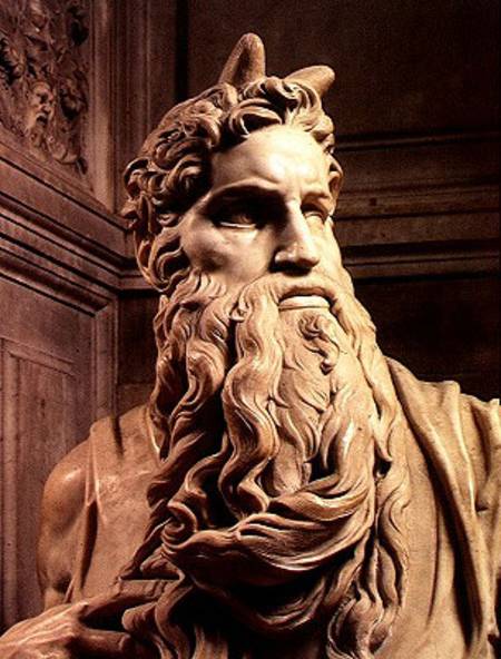 Tomb of Pope Julius II (1453-1513) detail of the head of Moses from Michelangelo Buonarroti
