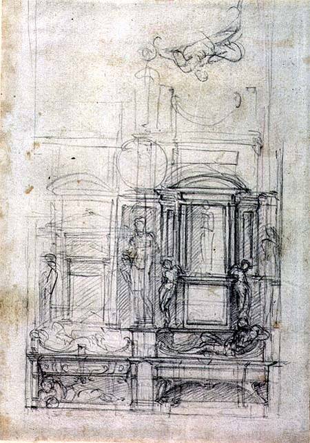 W.26r Design for the Medici Chapel in the church of San Lorenzo, Florence from Michelangelo Buonarroti