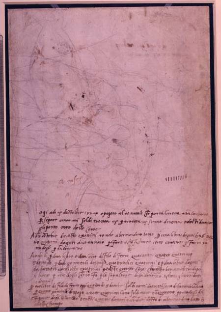 W.31 Page from a sketchbook, with script from Michelangelo Buonarroti