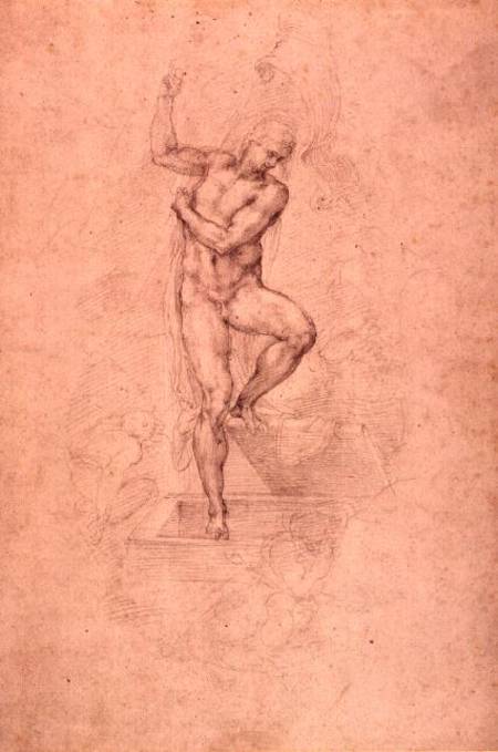 W.53r The Risen Christ, study for the fresco of The Last Judgement in the Sistine Chapel, Vatican from Michelangelo Buonarroti