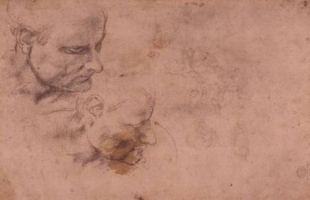 W.60 Sketch of a male head, in two positions cil on from Michelangelo Buonarroti
