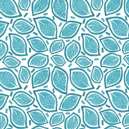 Turquoise Scattered Leaves Polka Dot