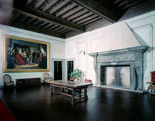 Interior with Fifteenth Century Fireplace, Villa Medicea di Careggi (photo) from Michelozzo  di Bartolommeo