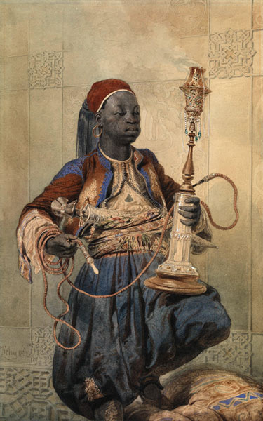 Nubian with a Waterpipe from Mihaly von Zichy