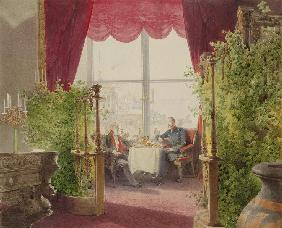 Breakfast of Emperors Alexander II and William I in the Winter Palace