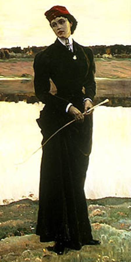 Portrait of Olga Nesterova or, Woman in a Riding Habit from Mikhail Vasilievich Nesterov