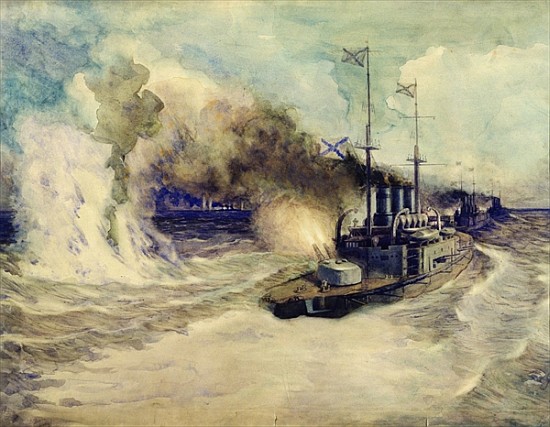 The battle between the Black Sea Fleet and the armoured cruiser Goeben on the 5th November 1914 from Mikhail Mikhailovich Semyonov