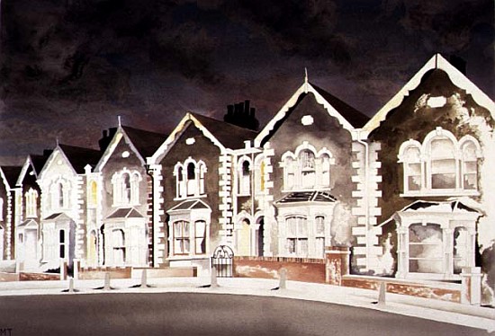Lurid Sky Behind the Bargeboard Houses, 1998 (w/c on paper)  from Miles  Thistlethwaite