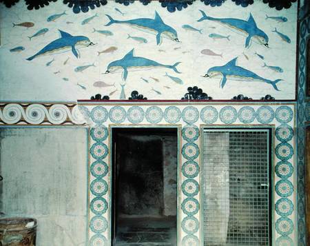 The Dolphin Frescoes in the Queen's Bathroom, Palace of Minos from Minoan