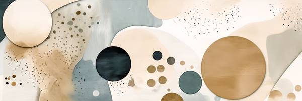Abstrakte Wandkunst mit Kreisen in pastell Erdfarben, organische Formen, glatte Linien, ruhige Aquar from Miro May