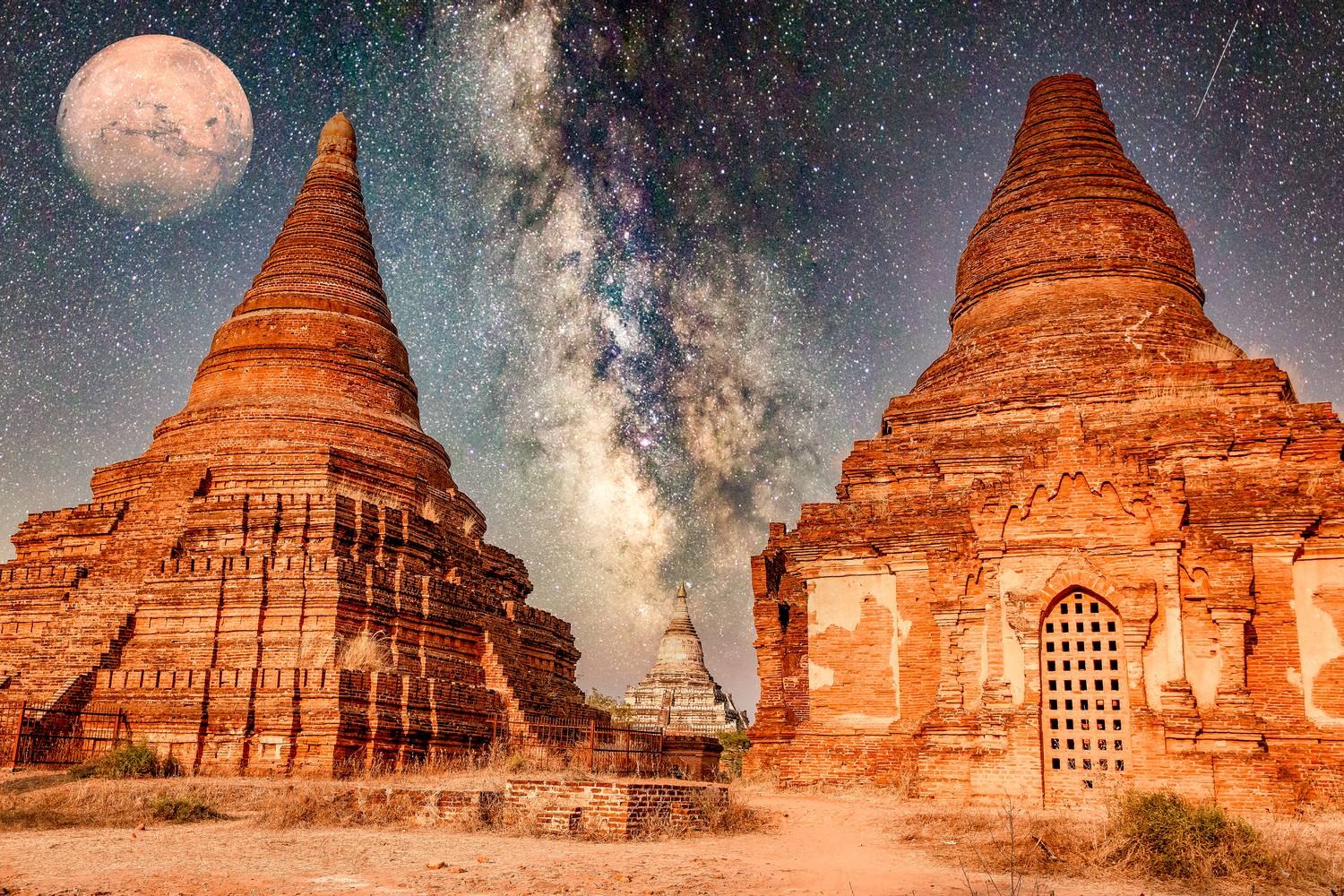Myanmar in Space, Tempel, Himmel und Mond  from Miro May